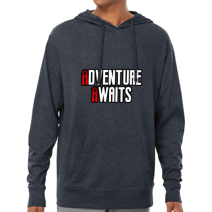 Adventure Awaits Lightweight Jersey Hoodie - Inspirational Hooded Pullover - Cool Hoodie - wnkrs