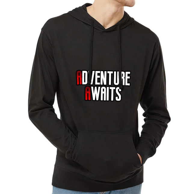 Adventure Awaits Lightweight Jersey Hoodie - Inspirational Hooded Pullover - Cool Hoodie - wnkrs