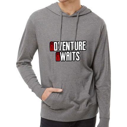 Adventure Awaits Lightweight Jersey Hoodie - Inspirational Hooded Pullover - Cool Hoodie - wnkrs