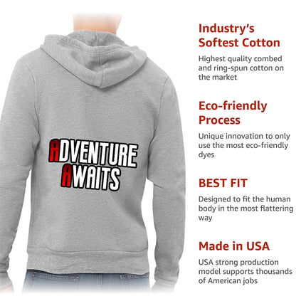 Adventure Awaits Full-Zip Hoodie - Inspirational Hooded Sweatshirt - Cool Hoodie - wnkrs