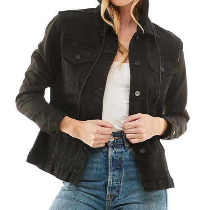 Cute but Psycho Ladies Denim Jacket with Fleece Hoodie - Cool Women's Denim Jacket - Cute Design Denim Jacket - Wnkrs