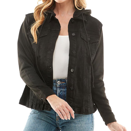 Cute but Psycho Ladies Denim Jacket with Fleece Hoodie - Cool Women's Denim Jacket - Cute Design Denim Jacket - Wnkrs