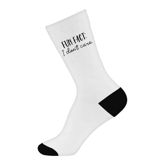 Fun Fact I Don't Care Socks - Cool Novelty Socks - Trendy Crew Socks - wnkrs