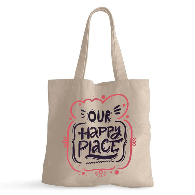 Our Happy Place Small Tote Bag - Themed Shopping Bag - Cool Design Tote Bag - wnkrs