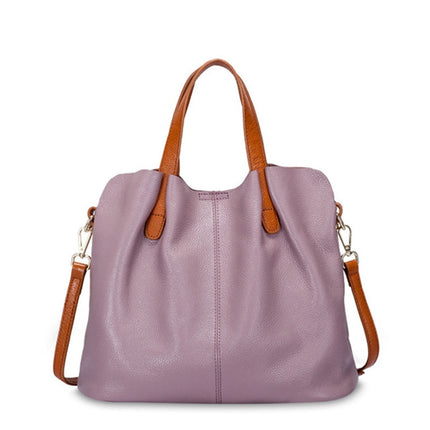 Women's Solid Color Leather Tote Bag - Wnkrs