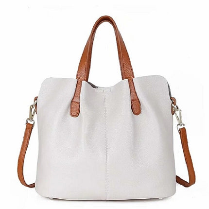 Women's Solid Color Leather Tote Bag - Wnkrs