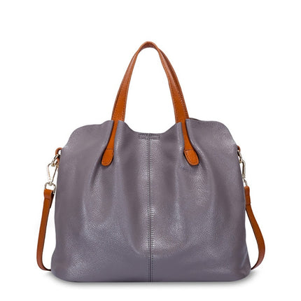 Women's Solid Color Leather Tote Bag - Wnkrs