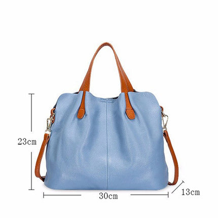 Women's Solid Color Leather Tote Bag - Wnkrs