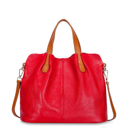 Women's Solid Color Leather Tote Bag - Wnkrs