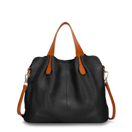 Women's Solid Color Leather Tote Bag - Wnkrs