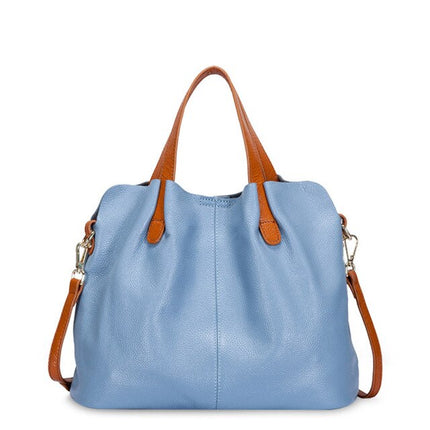 Women's Solid Color Leather Tote Bag - Wnkrs