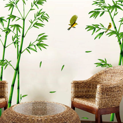 Removable Green Bamboo Printed Wall Stickers - wnkrs