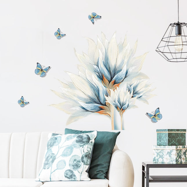 Blue Butterflies and Flower Wall Sticker - wnkrs