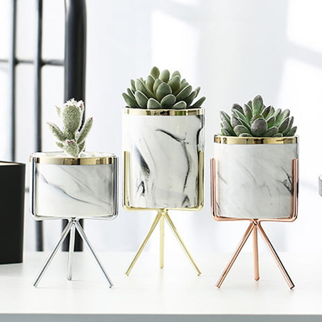 Marble Patterned Ceramic Vase with Stand - wnkrs