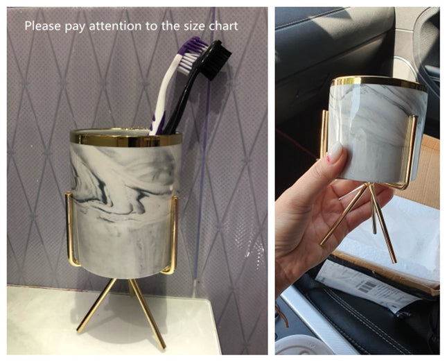 Marble Patterned Ceramic Vase with Stand - wnkrs