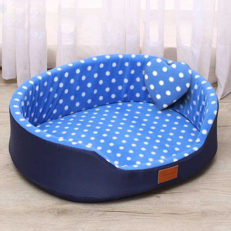 Oval Polka-Dot Reversible Pet Bed