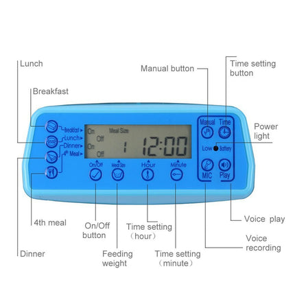 LCD Screen Automatic Pet Feeder with Voice Record - wnkrs