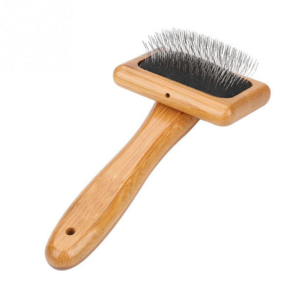 Bamboo Handle Pet Grooming Square Brush - wnkrs