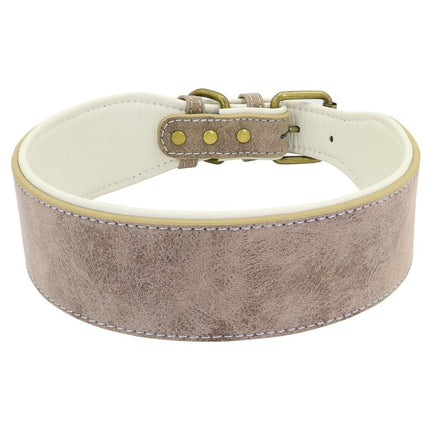 Soft Padded Wide Leather Dog Collar - wnkrs