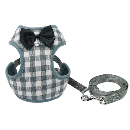 Plaid Dog Bow Harness abd Leash Sets - wnkrs