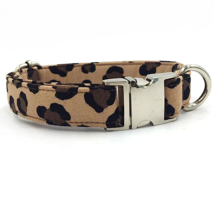 Dog's Leopard Patterned Collar and Leash Set - wnkrs