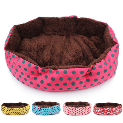 Soft Fleece Cushion Dog Bed with Polka Dot Design - wnkrs