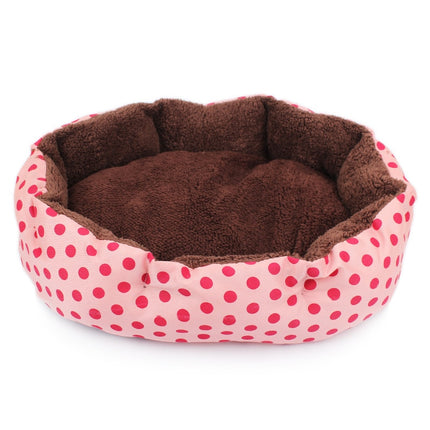 Soft Fleece Cushion Dog Bed with Polka Dot Design - wnkrs