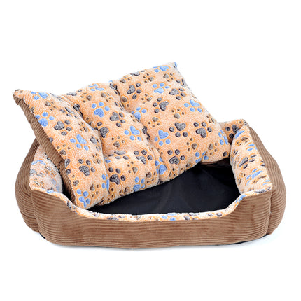 Warm Fleece Dog's Bed with Colorful Print - wnkrs