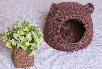 Pretty Round Woven Pet Bed - wnkrs