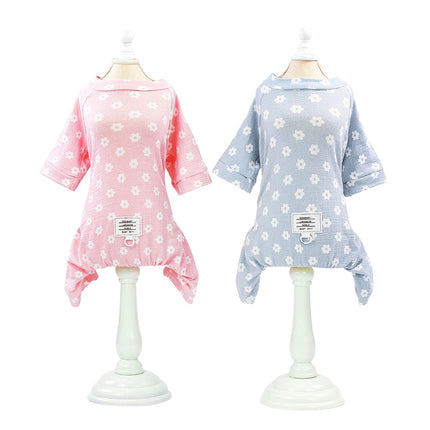 Floral Blue / Pink Cotton Dog Jumpsuit - wnkrs