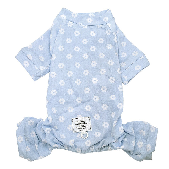 Floral Blue / Pink Cotton Dog Jumpsuit - wnkrs