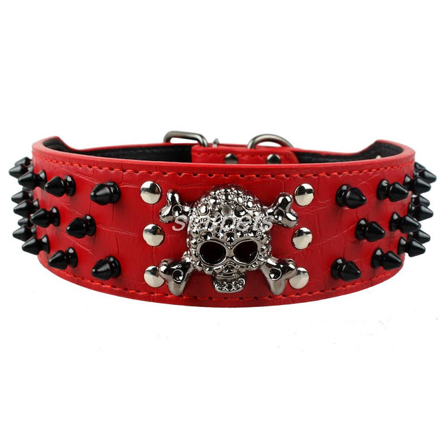 Skull Embellished Leather Collar - wnkrs