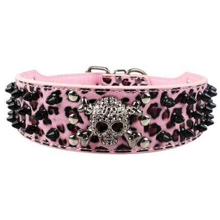 Skull Embellished Leather Collar - wnkrs