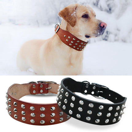 Studded Leather Dog Collar with Rock Style Design - Perfect for Fashionable Dogs - wnkrs