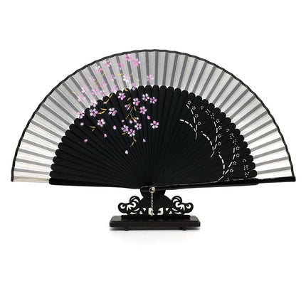 Red Stripe Sakura Printed Folding Fan - wnkrs