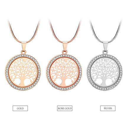 Women's Tree Of Life Crystal Round Pendant Necklace - Wnkrs