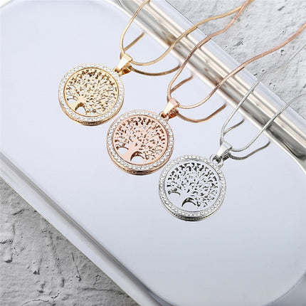 Women's Tree Of Life Crystal Round Pendant Necklace - Wnkrs