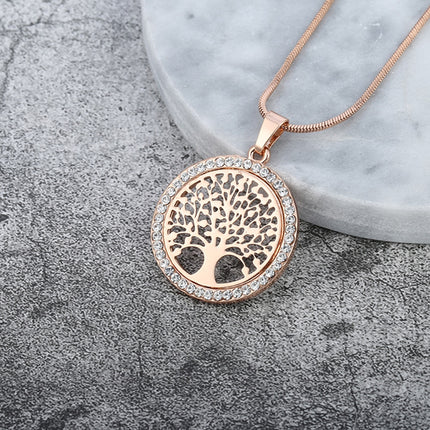 Women's Tree Of Life Crystal Round Pendant Necklace - Wnkrs