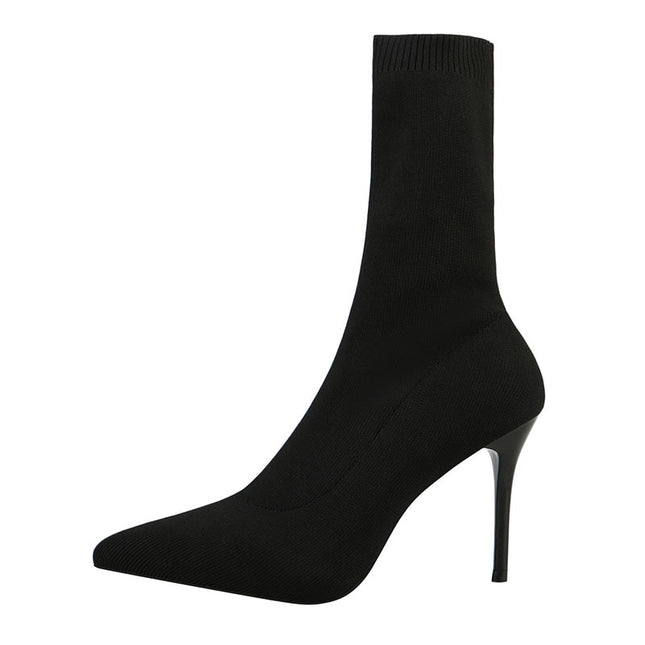 Women's Sock Style High Heel Boots - Wnkrs