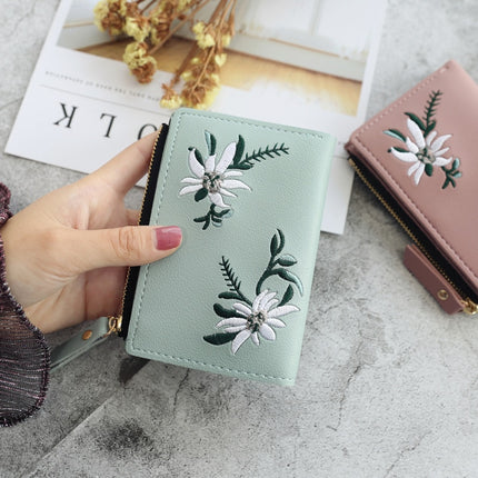 Women's  Flower Embroidery Short Wallet - Wnkrs