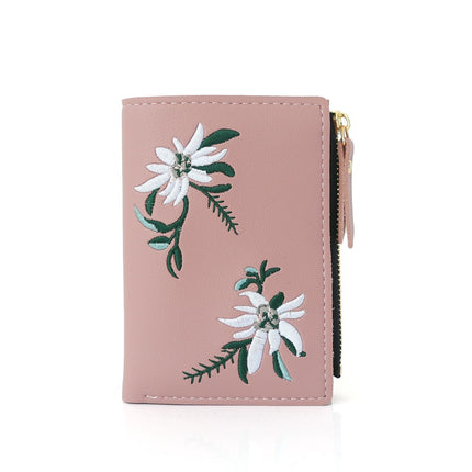 Women's  Flower Embroidery Short Wallet - Wnkrs