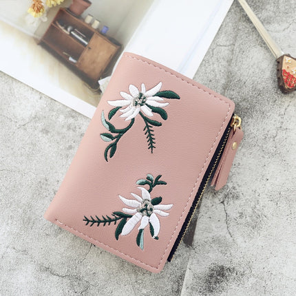 Women's  Flower Embroidery Short Wallet - Wnkrs