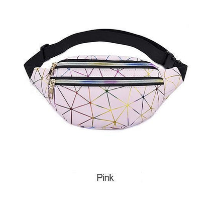 Women's Holographic Geometric Patterned Waist Bag - Wnkrs