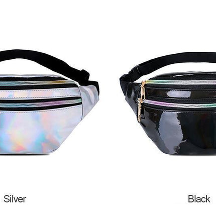 Women's Holographic Geometric Patterned Waist Bag - Wnkrs