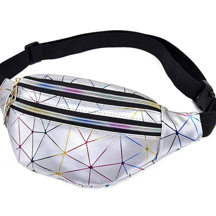 Women's Holographic Geometric Patterned Waist Bag - Wnkrs