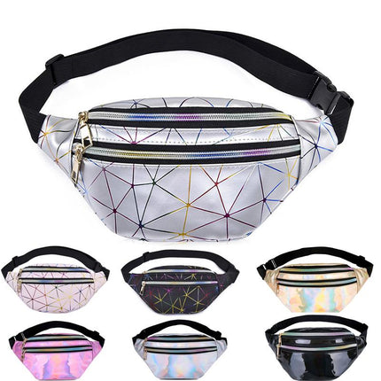 Women's Holographic Geometric Patterned Waist Bag - Wnkrs