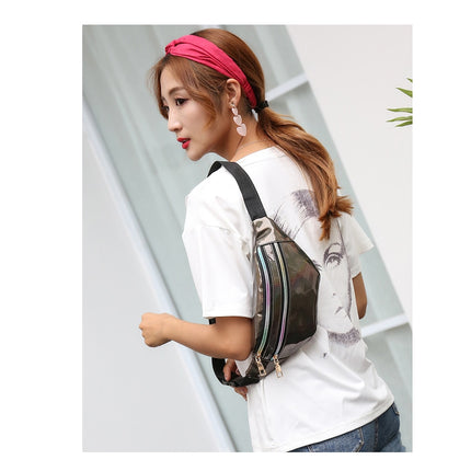 Women's Holographic Geometric Patterned Waist Bag - Wnkrs