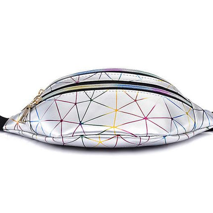 Women's Holographic Geometric Patterned Waist Bag - Wnkrs