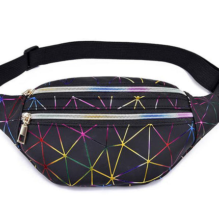 Women's Holographic Geometric Patterned Waist Bag - Wnkrs