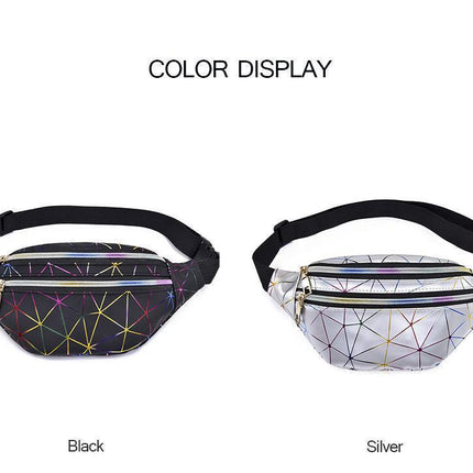 Women's Holographic Geometric Patterned Waist Bag - Wnkrs